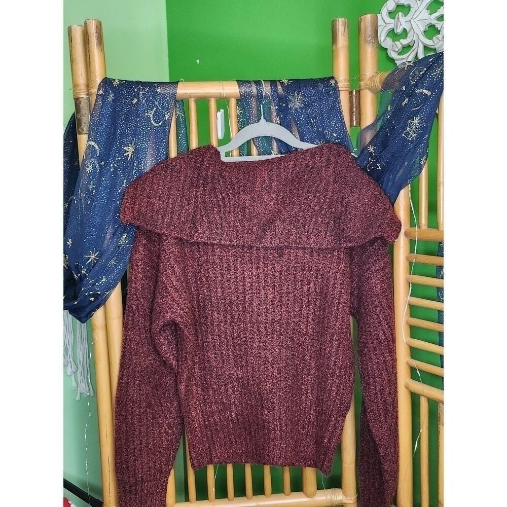 NWT WHBM Burgundy Marled Quarter Zip Sweater Small - Picture 5 of 6